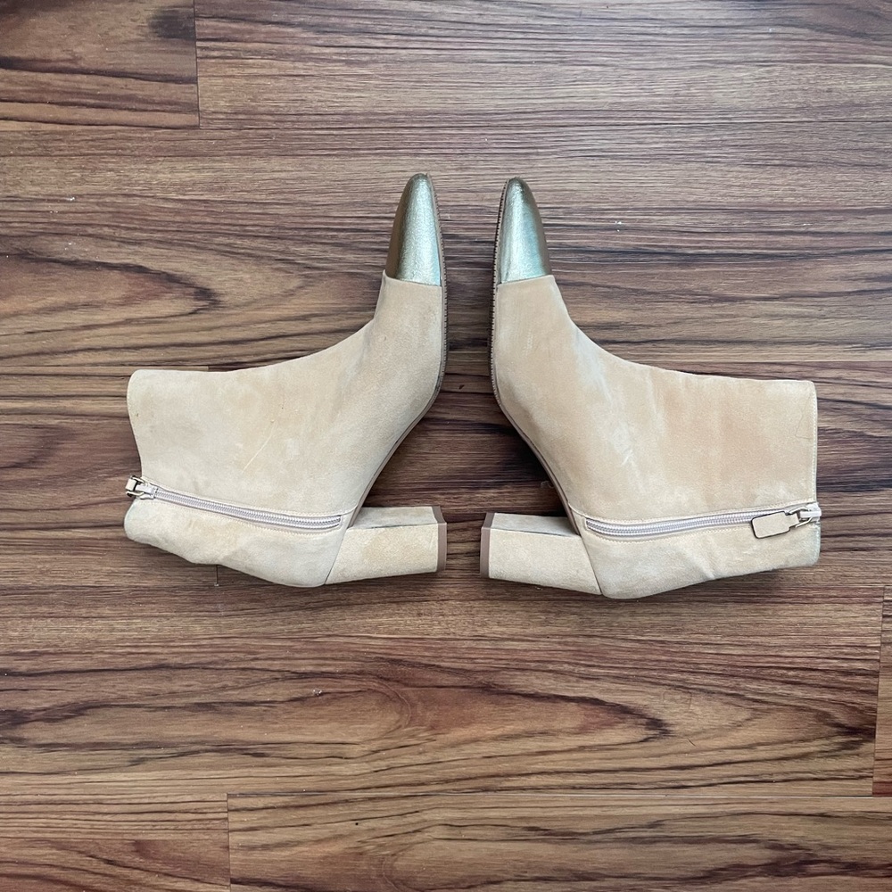 Stuart Weitzman Gold Cap Toe Booties - image 4